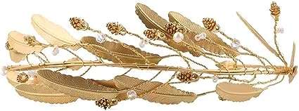 TJLSS Vintage Crystal Pearl Headband Bride Tiara Headpiece Gold Color Leaf Hair Jewelry Wedding Crowns Hair Accessories