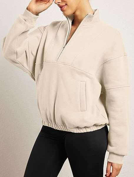 Trendy Queen Womens Oversized Sweatshirts Quarter Zip Pullover Long Sleeve Half Zip Hoodies Tops Fall Y2K Clothes