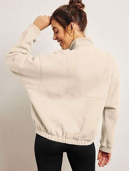 Trendy Queen Womens Oversized Sweatshirts Quarter Zip Pullover Long Sleeve Half Zip Hoodies Tops Fall Y2K Clothes