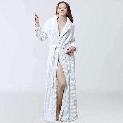 UXZDX CUJUX Women Bathrobe Winter Thicken Warm Flannel Bath Robe Long Plus Size Lovers Couples Night Dressing Gown Men Nightgown (Color A, Size X-Large)