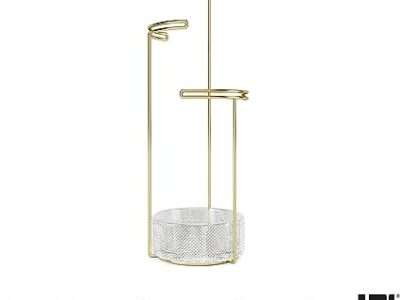 Umbra Tesora 3-Tier Jewelry Stand, Earring Holder, Accessory Organizer and Display, Glass Brass