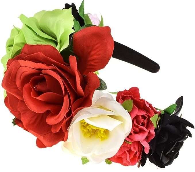 Vividsun Rose Flower Headband Floral Crown Day Of The Dead Headpiece