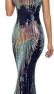 Women's Sequined Party Cocktail Evening Prom Gown Mermaid Maxi Long Dress