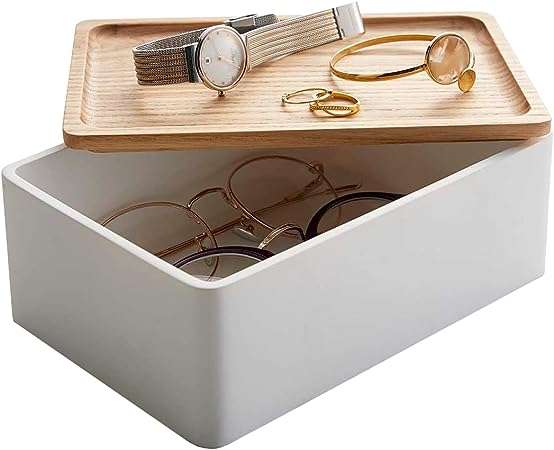 Yamazaki Accessory Box Home Polystone Jewelry Organizer, One Size, Ash