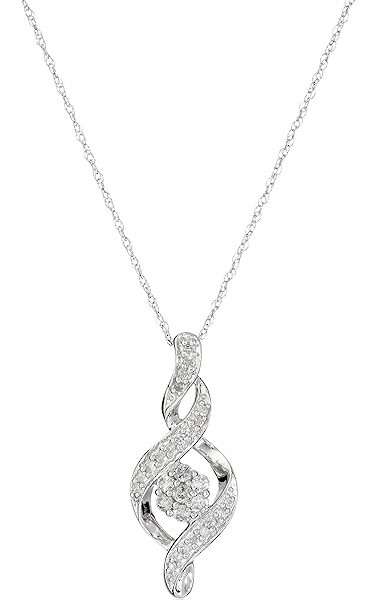 Amazon Collection 10K Diamond Twist Pendant Necklace (1/4 cttw)