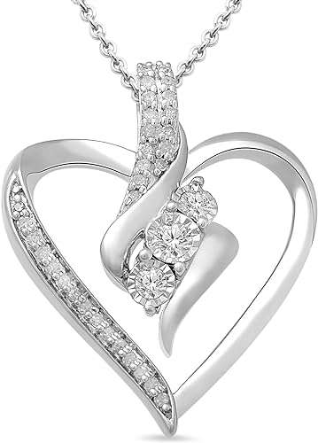 Amazon Collection Diamond 3 Stone Pendant Necklace