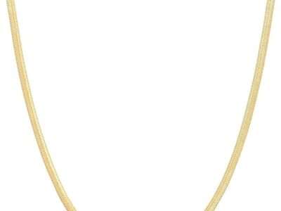 Amazon Essentials 14K Gold or Sterling Silver Plated Herringbone Chain Necklace