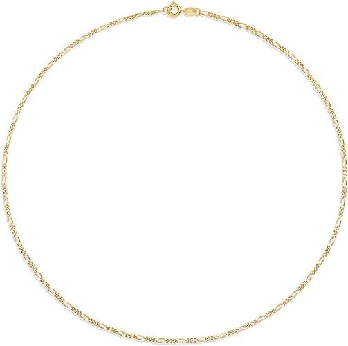 Amazon Essentials 14k Gold or Sterling Silver Plated Figaro Chain 16 , 18 , 20 , or 24