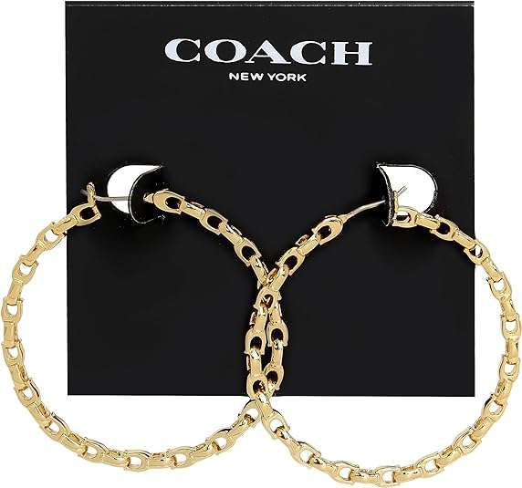 COACH Women's Signature Chain Hoop Earrings