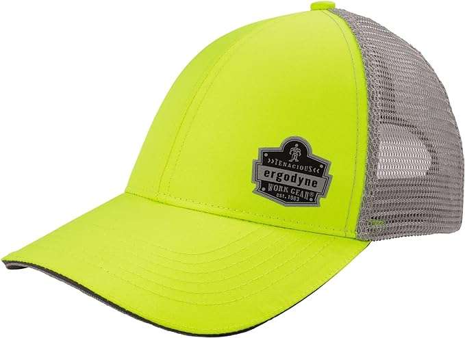 Ergodyne Adult-Unisex's Standard High Visibility Reflective Snapback Hat, Baseball Cap, Lime-Logo, One Size