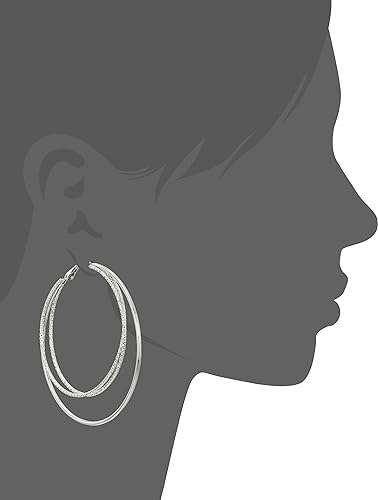 Guess Smooth and Textured Wire Silver Hoop Earrings