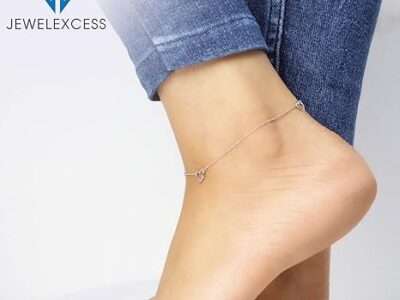 JEWELEXCESS Ankle Bracelet for Women – .925 Sterling Silver Anklets for Women – Heart Anklets for Women,Ankle Bracelets for Women – Adjustable 11 Inch Anklet – Heart Gifts for Women