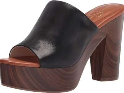 Jessica Simpson womens Shelbie Block Platform Heeled Sandal, Dark Black, 7.5 US