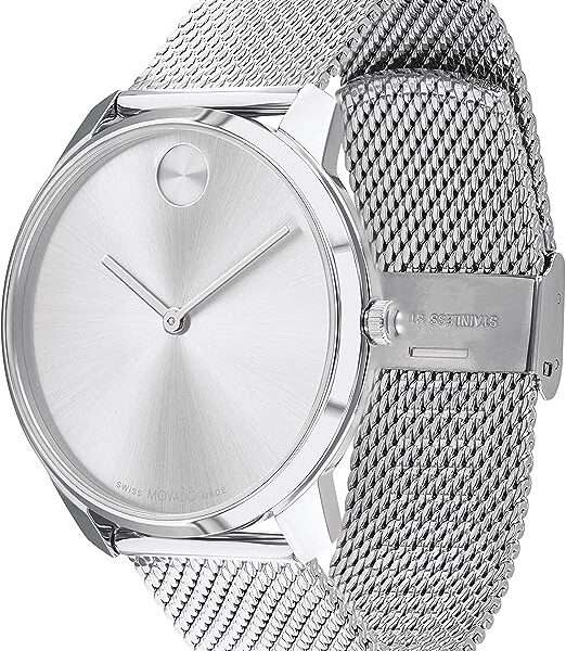 Movado Bold Men's Swiss Quartz Stainless Steel and Mesh Bracelet Watch, Color: Silver (Model: 3600832)