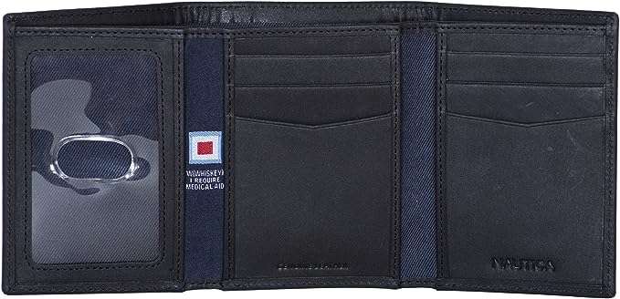 Nautica Men's Sail Embossed Leather Trifold Wallet