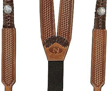 Nocona Belt Co. Men's Buffalo Nickel Basket Leather Suspender