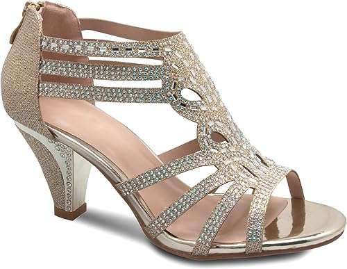 Olivia K Women's Open Toe Strappy Rhinestone Dress Sandal Low Heel Wedding Shoes White Glitter - adorable, comfortable