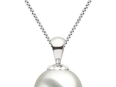 Orien Jewelry White Japanese AAAA 6-13.5mm Freshwater Cultured Pearl Pendant Necklace 16"/18" Solitaire Necklace Pendant