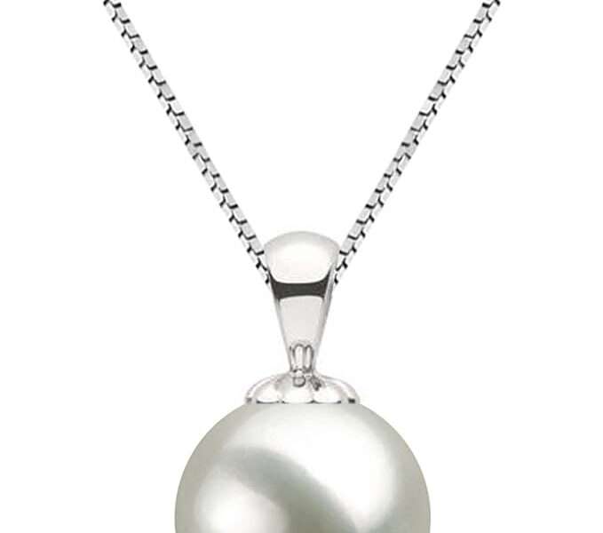 Orien Jewelry White Japanese AAAA 6-13.5mm Freshwater Cultured Pearl Pendant Necklace 16"/18" Solitaire Necklace Pendant