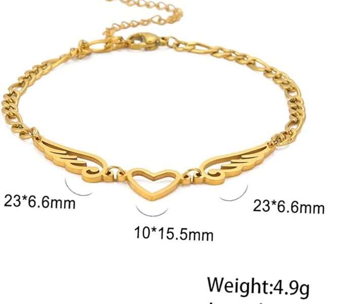 UNIFT Anklet For Women - Angel Wings Heart Anklet - Stainless Steel Hollow Out Adjustable Wings Heart Charm Ankle Chain Jewelry Gift For Women and Girls