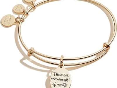 Alex and Ani Because I Love You Expandable Wire Bangle Bracelet for Women, Meaningful Charms, 2 to 3.5 in