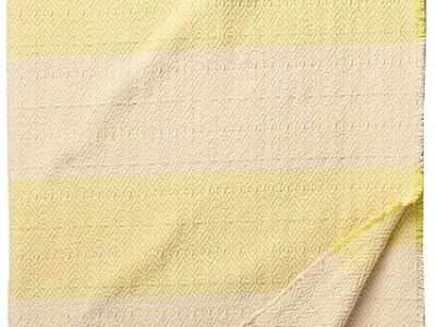 Amazon Aware Woven Cotton Throw Striped Blanket, Natural Lemon Yellow, 60 x 80