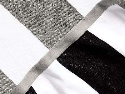 Amazon Basics Oversized Premium Cotton Beach Towel, 2-Pack, Pop Stripe - Black/Dark Gray, 72" x 36"