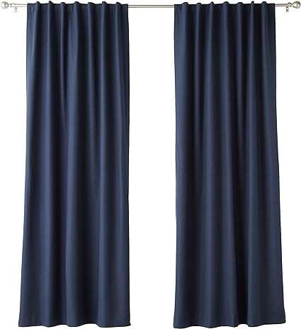 Amazon Basics Room Darkening Blackout Window Curtains with Back Tab Hanging Loops, 2 Pack, 52 in x 84 in, Navy
