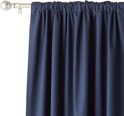 Amazon Basics Room Darkening Blackout Window Curtains with Back Tab Hanging Loops, 2 Pack, 52 in x 96 in, Navy