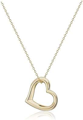 Amazon Collection women 18k Yellow Gold Plated Sterling Silver Open Heart Pendant Necklace,