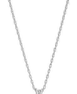 Amazon Essentials Platinum Plated Sterling Silver Cubic Zirconia Round Cut Solitaire Pendant Necklace (6.5mm), 18