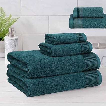 BELIZZI HOME 100% Cotton Ultra Soft 6 Pack Towel Set, Contains 2 Bath Towels 28x55 inchs, 2 Hand Towels 16x24 inchs & 2 Washcloths 12x12 inchs, Compact Lightweight & Highly Absorbant - Teal