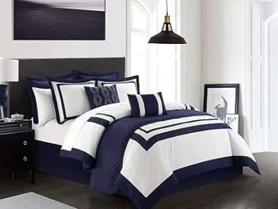 Chic Home BCS18717-AN Hortense 8 Piece Comforter and Quilt Set Hotel Collection Design Fish Scale Pattern Bedding - Decorative Pillows Shams Included, King, Navy