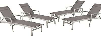 Christopher Knight Home Joy Outdoor Mesh and Aluminum Chaise Lounge (Set of 4), Gray