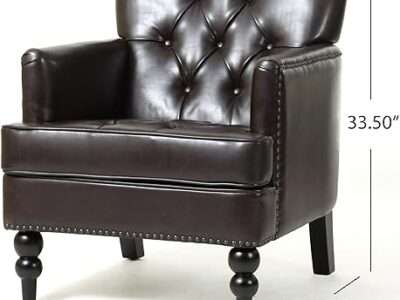 Christopher Knight Home Malone Leather Club Chair, Brown 28D x 29.5W x 33.5H Inch