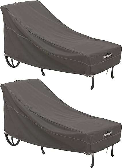 Classic Accessories Ravenna Water-Resistant 86 Inch Patio Chaise Lounge Chair Cover, 2-Pack, Patio Furniture Covers