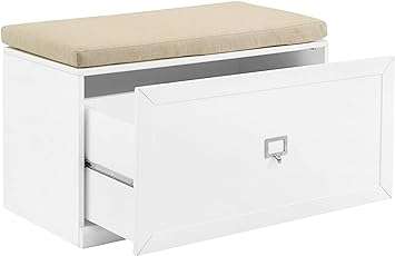 Crosley Furniture Harper Entryway Storage Bench, White/Tan