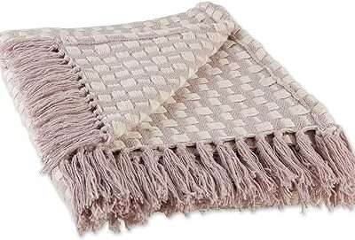 DII Urban Check Collection Cotton Throw Blanket, 50x60, Dusty Lilac