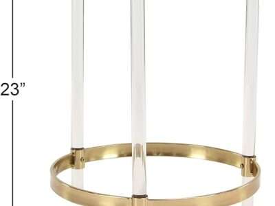 Deco 79 Acrylic Round Accent Table with Mirrored Top and Acrylic Legs, 19" x 19" x 23", Gold