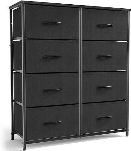 Dresser for Bedroom with 8 Drawers, Storage Drawer Organizer, Tall Chest of Drawers for Clothes, TV Stand with Storage Drawers, Wood Board for Bedroom, Closet, Entryway, Living Room
