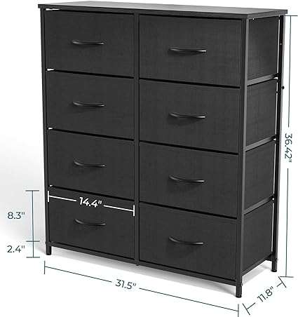 Dresser for Bedroom with 8 Drawers, Storage Drawer Organizer, Tall Chest of Drawers for Clothes, TV Stand with Storage Drawers, Wood Board for Bedroom, Closet, Entryway, Living Room