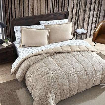 Eddie Bauer - King Comforter Set, Reversible Sherpa Bedding with Matching Shams, Cozy & Warm Home Decor (Sherwood Sherwood Blue, King)
