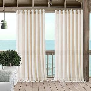 Elrene Home Fashions Carmen Sheer Extra-Wide Indoor Outdoor Curtain, 1 Panel, 114 inches X 108 inches, Ivory