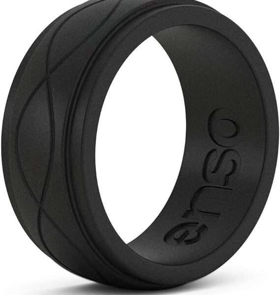 Enso Rings Men’s Infinity Silicone Ring – Hypoallergenic Wedding Band for Men – Comfortable Band for Active Lifestyle – 9mm Wide, 2.25mm Thick