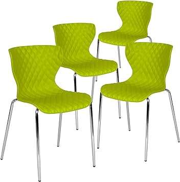 Flash Furniture 4 Pack Lowell Contemporary Design Citrus Green Plastic Stack Chair