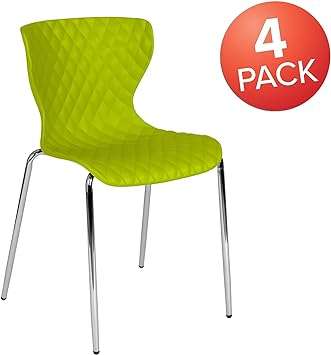 Flash Furniture 4 Pack Lowell Contemporary Design Citrus Green Plastic Stack Chair