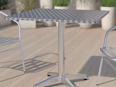 Flash Furniture Mellie 31.5 Square Aluminum Indoor-Outdoor Table with Base