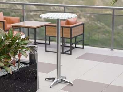 Flash Furniture Metal Bar Table - Aluminum Patio Table - Mellie 23.5 H Round Bar Height Table - Indoor Outdoor