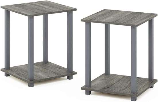 Furinno Simplistic Set of 2 End Table, French Oak Grey