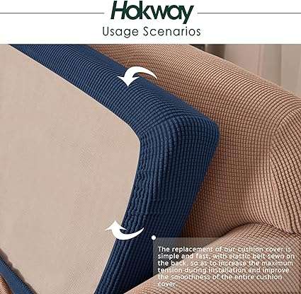 Hokway Stretch Couch Cushion Slipcovers Reversible Cushion Protector Slipcovers Sofa Cushion Protector Covers(Darkblue, Small